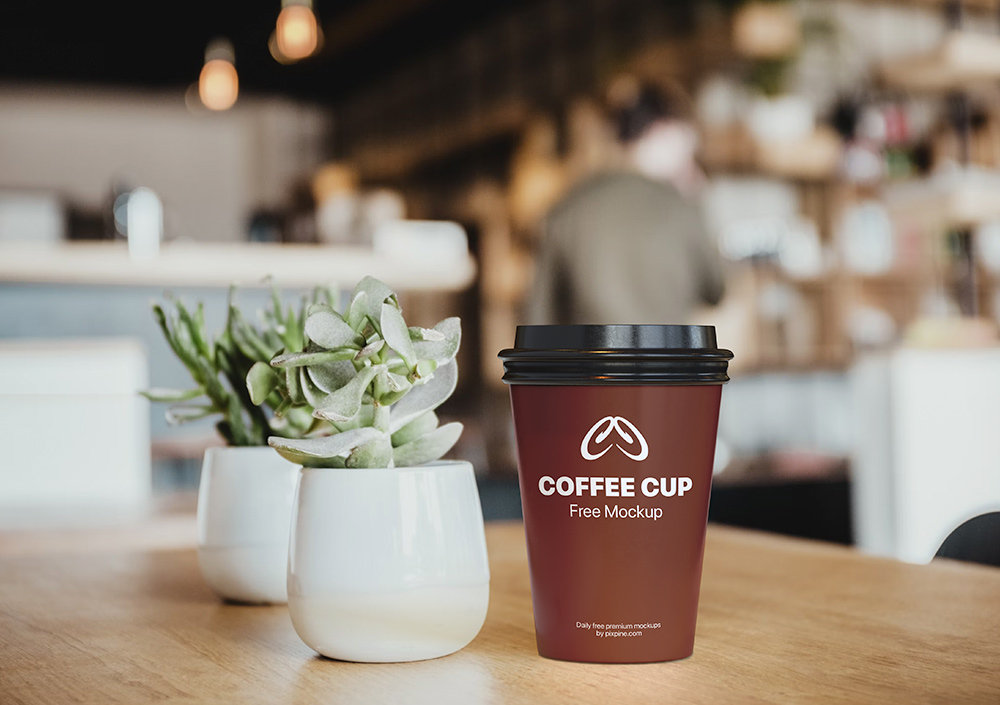 Front View of Coffee Cup Mockup with Lid