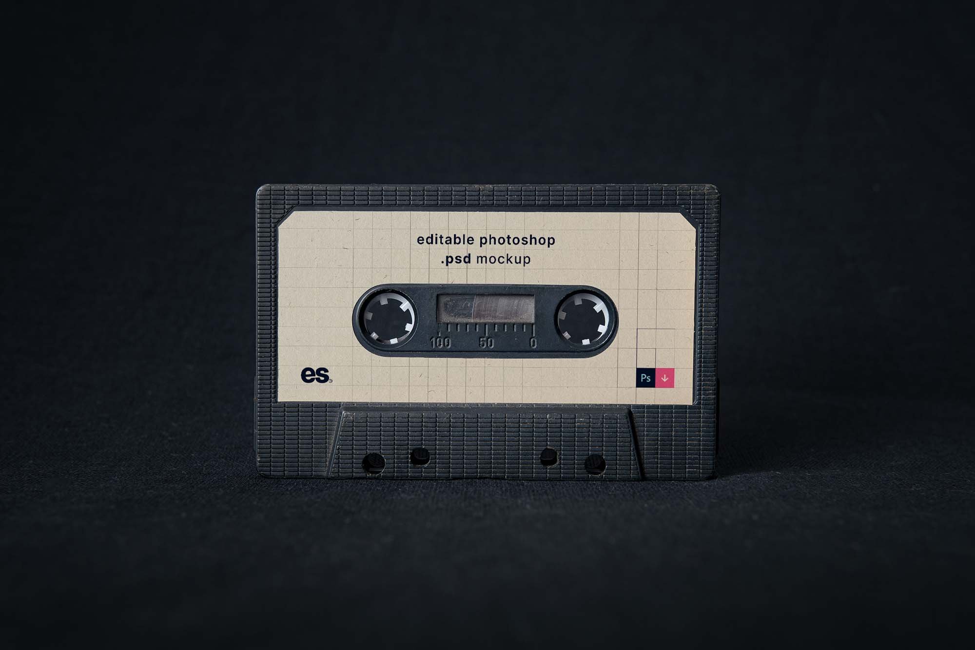 Front View of Real Cassette Tape Mockup