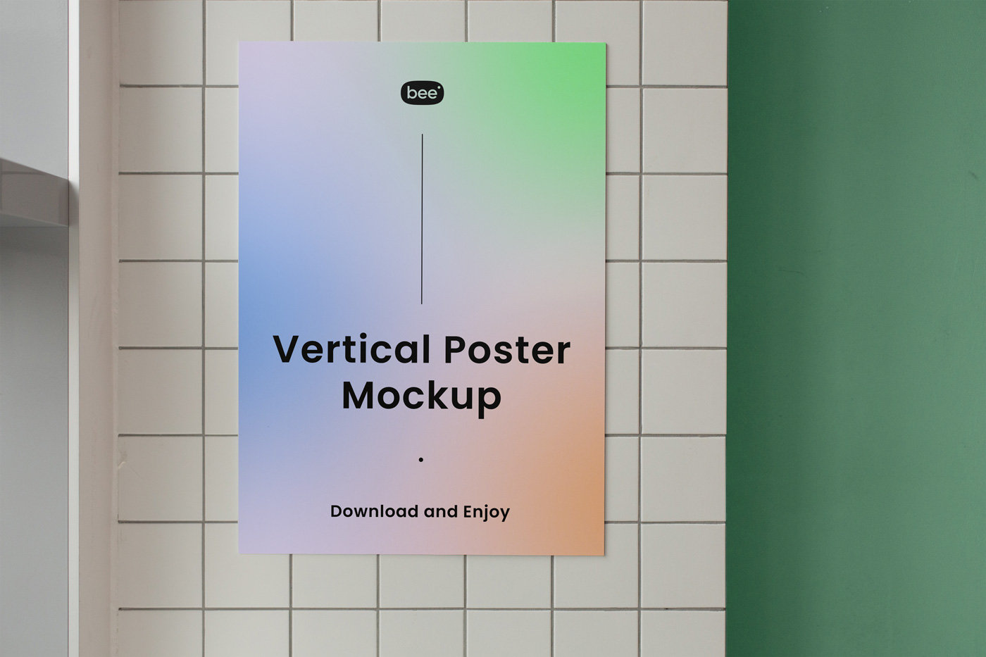 Front View of Vertical Poster Mockup on Wall