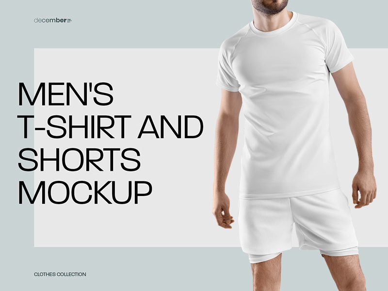 Men’s T-Shirt and Shorts Mockup: Free PSD