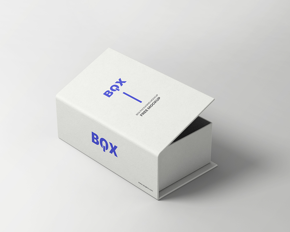 長方形のオープンボックスパッケージのモックアップのパースペクティブビュー