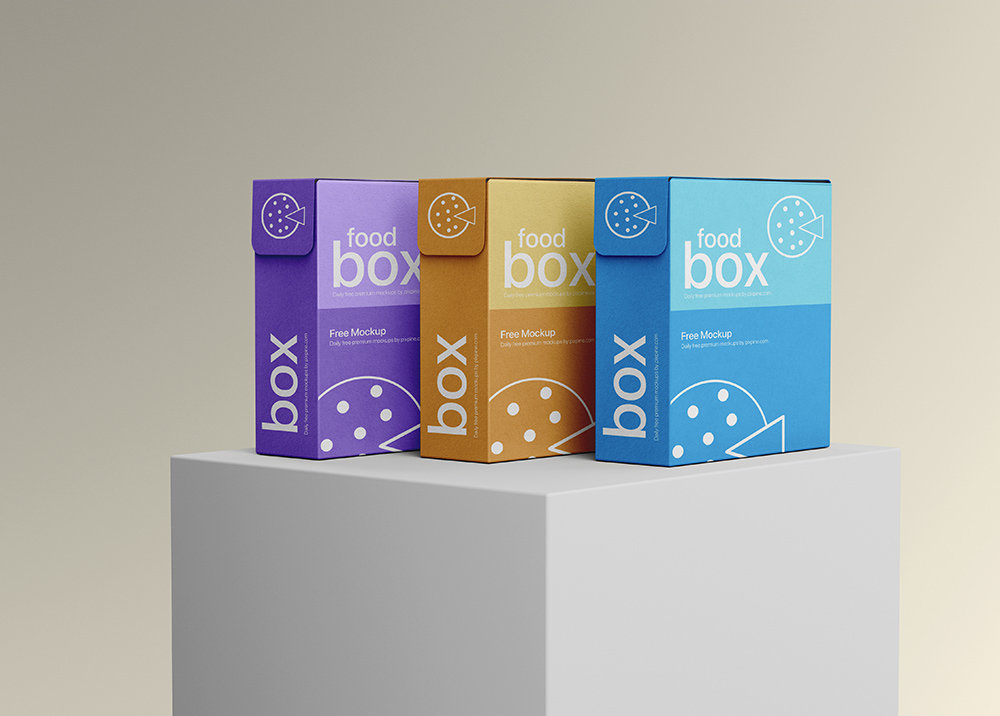 Perspektive Ansicht des Stehen Food Packaging Box Mockup