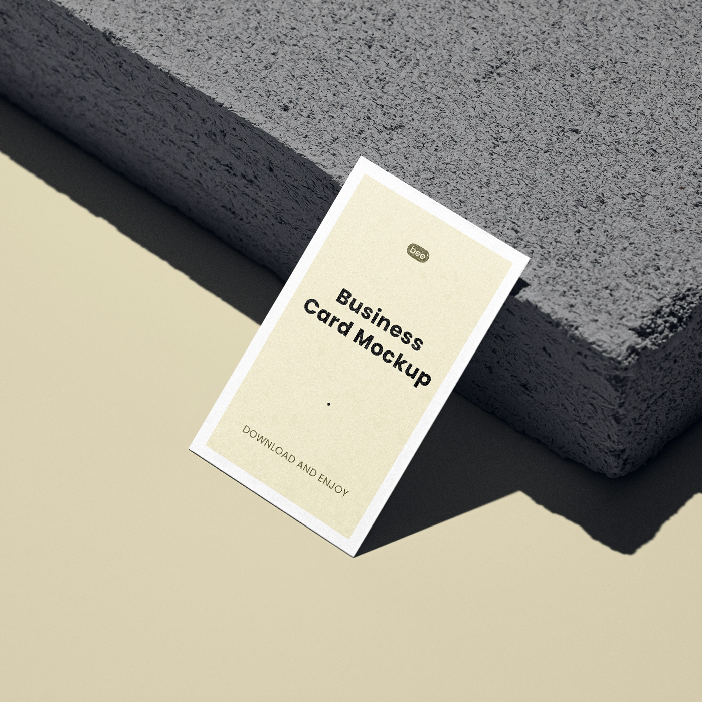 Perspective View of Vertical Business Card Mockup against Brick
