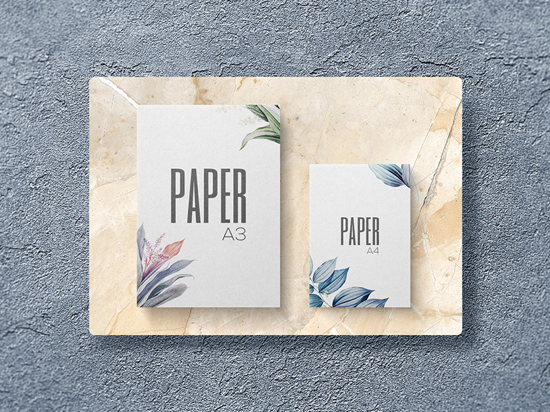 Maquetas de papel con textura A3 y A4