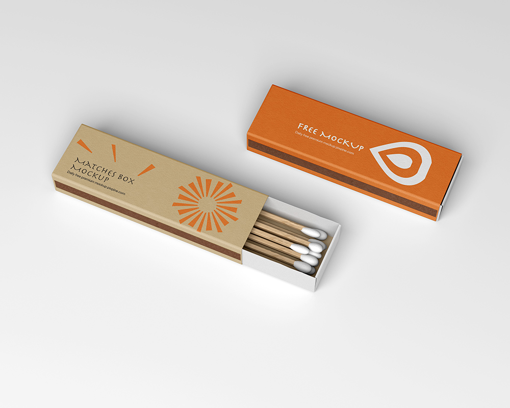 Top View of Open Vertical Matches Box Mockup