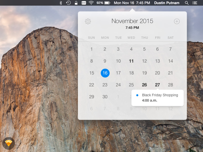 OS X-Kalender in Sketch