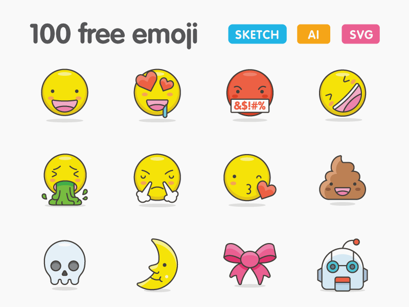 100 Emoji gratuit et mignon
