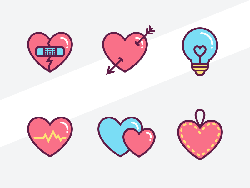Conjunto de iconos de corazones
