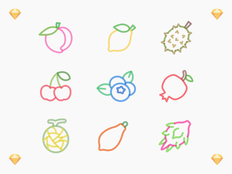 Iconos de frutas de estilo de marcador 2