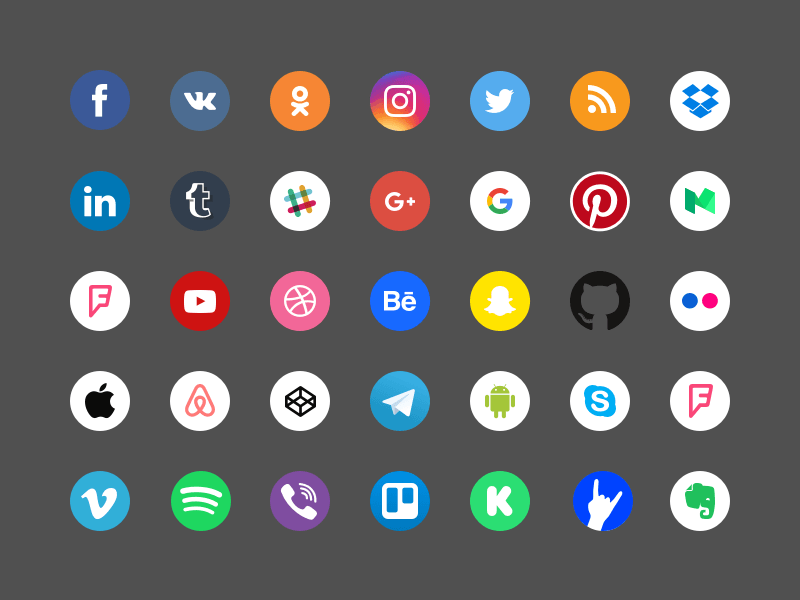 Conjunto de iconos sociales