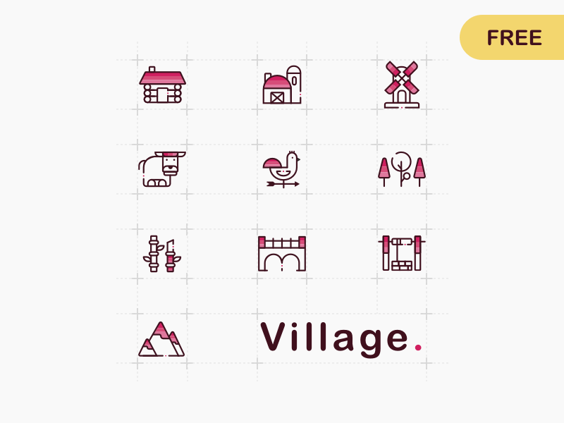 Village Icons Set