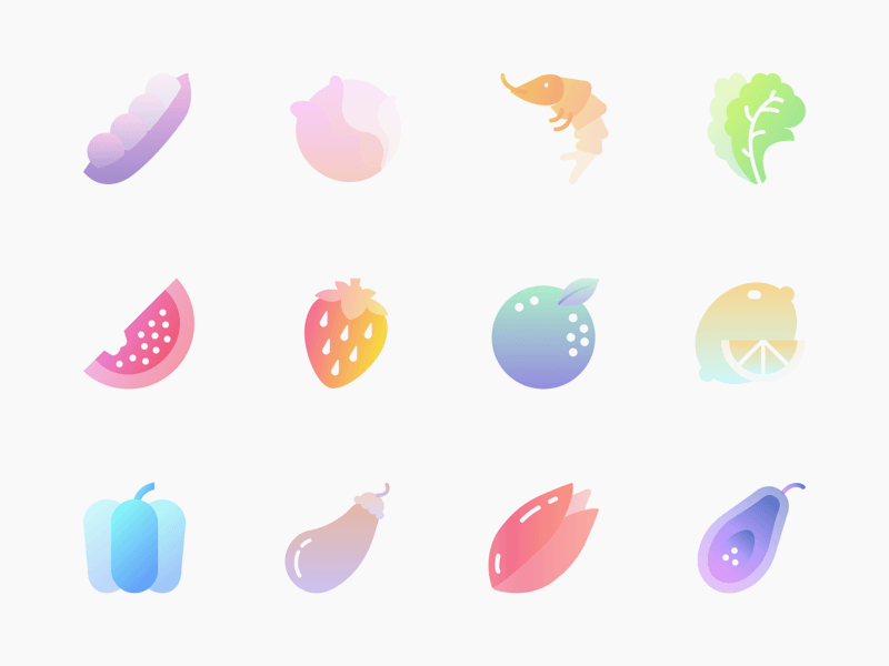 Icônes de gradients de fruits