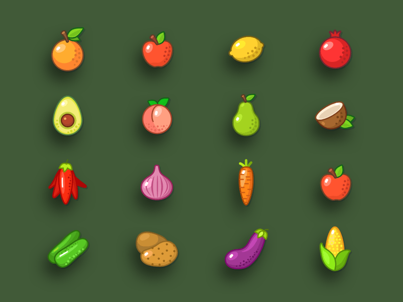 果物と野菜アイコンSketchリソース