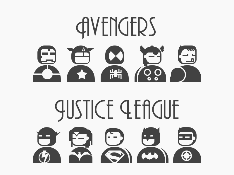 Iconos de héroes vectoriales