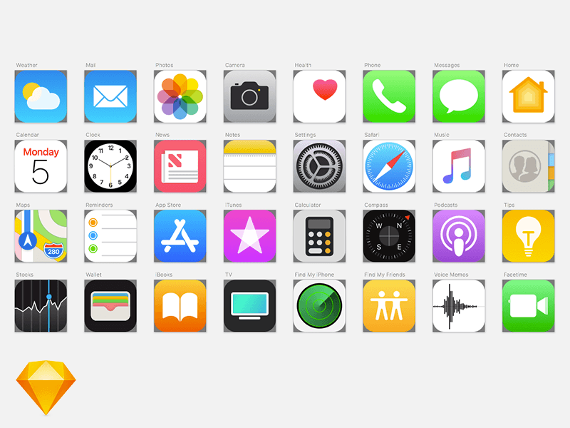 Conjunto de iconos de iOS 11