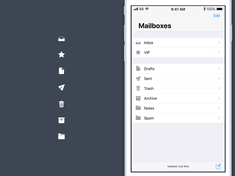 Icônes de l’application mail iOS11