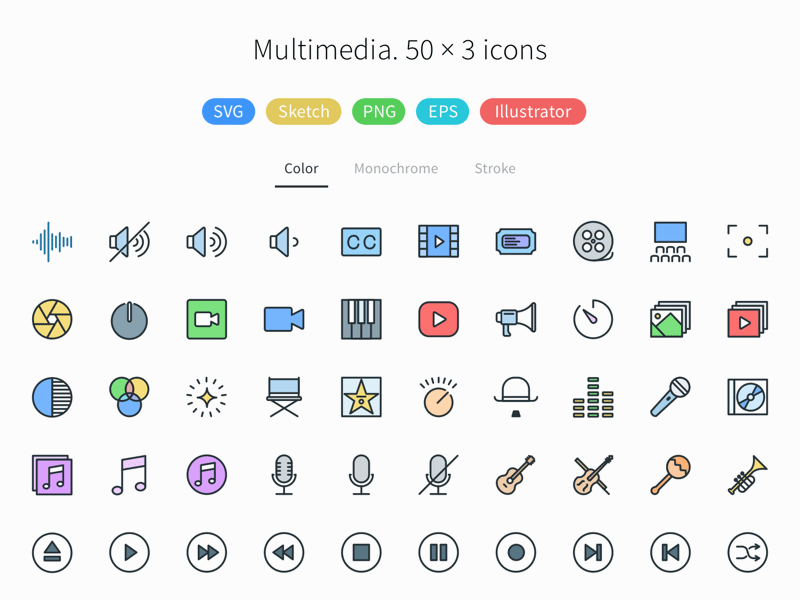 Paquete de iconos multimedia