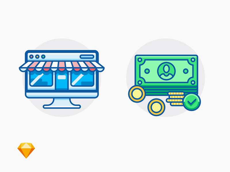 Online Shop Icon and Payment Accepted Icon