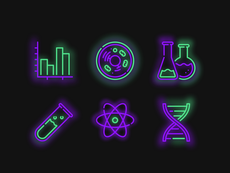 6 Neon Science Icons Sketch Ressource