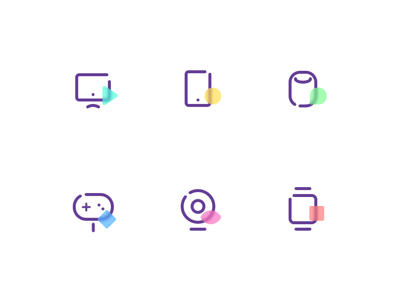 6 Recursos mínimos de bocetos de iconos de dispositivos inteligentes