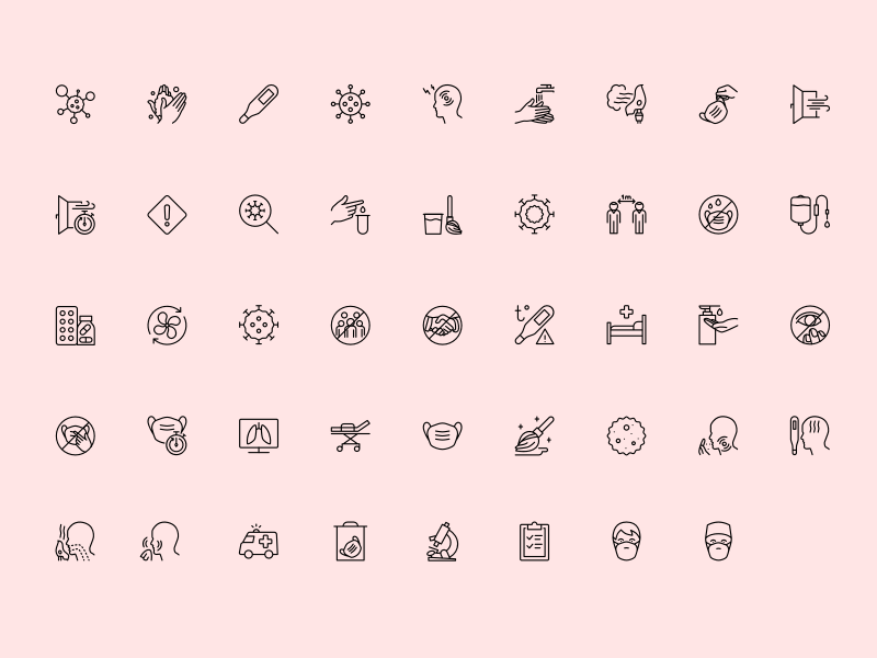 Virus Prevention Line Icons Sketch Resource