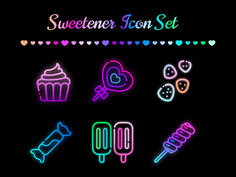 Conjunto de iconos de caramelo – Edulcorante