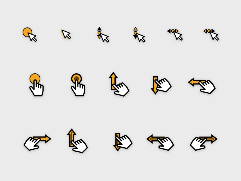 16 Interaktions- und UX-Gestensymbole Sketchnressource