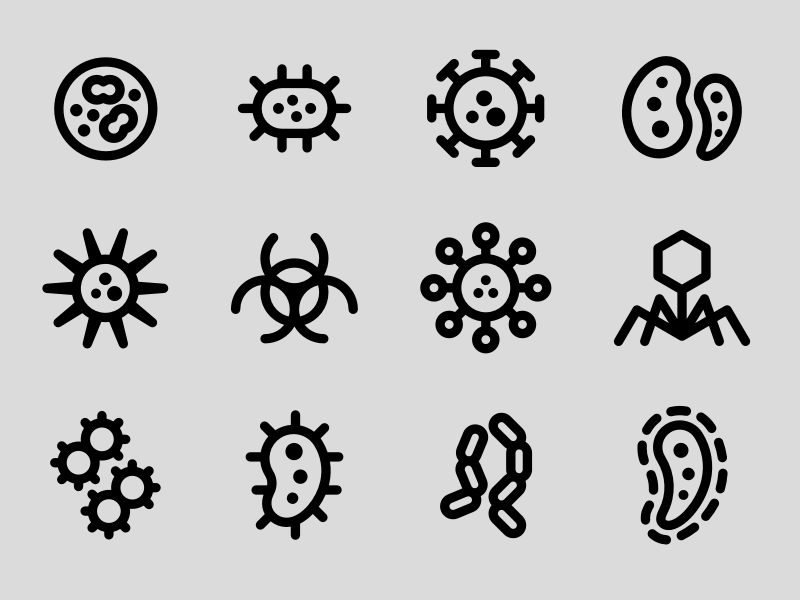 12 Virus y Iconos de Laboratorio Sketch Resource