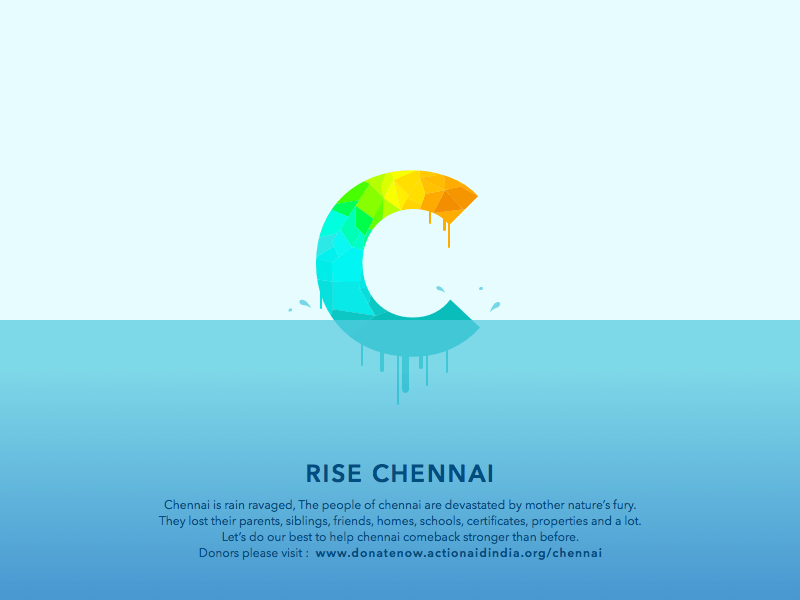 Affiche de secours aux victimes des inondations de Chennai