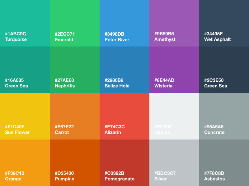 Palette de couleurs d’interface utilisateur plate