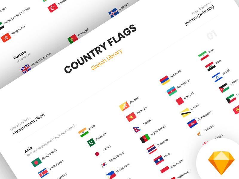 Bibliothèque de croquis de drapeaux de pays