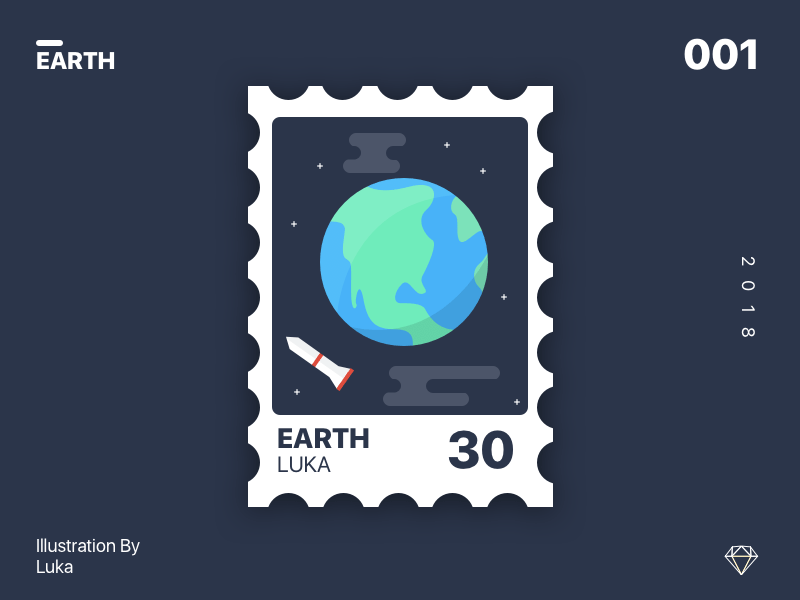 Earth Stamp Illustration