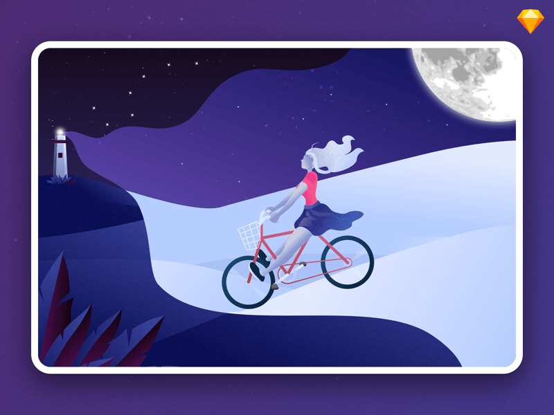 Chica en Bike Illustration
