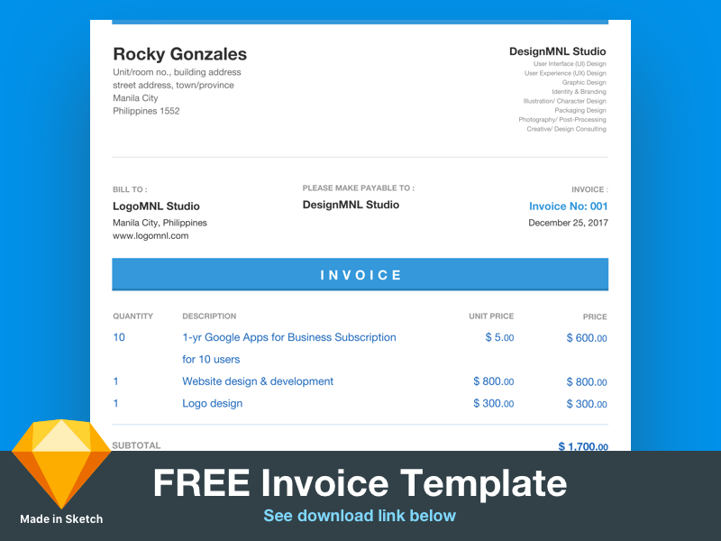 Invoice Template for Sketch