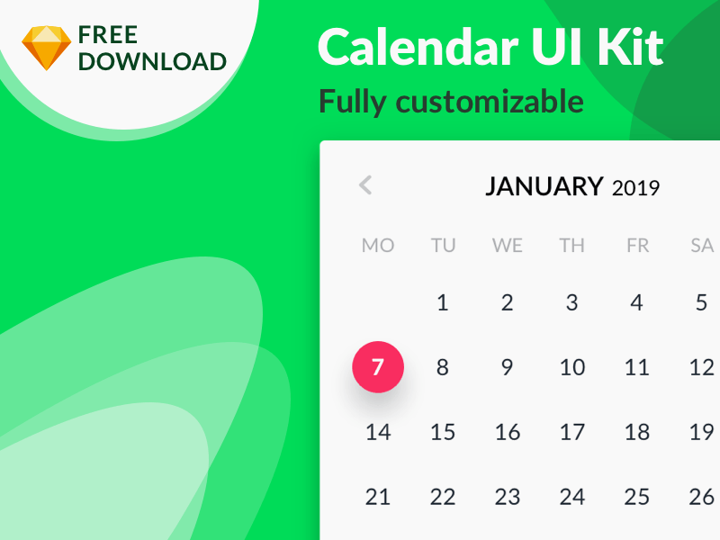 Calendar UI Kit for Sketch
