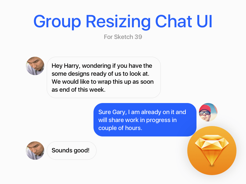 Redimensionamiento del grupo de la interfaz de usuario de chat