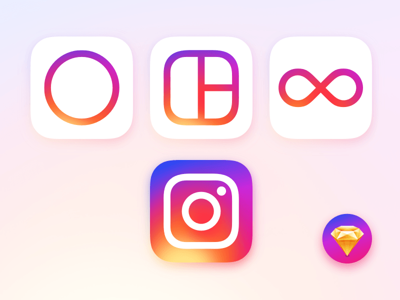 Logos Instagram dans Sketch