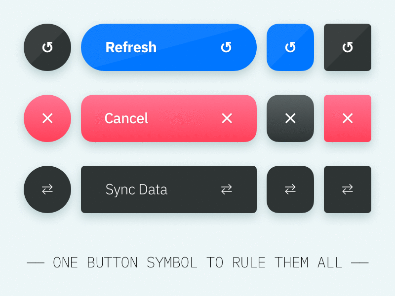 Sketch Button Symbol With Alt Shapes, Colors, & Font Weights