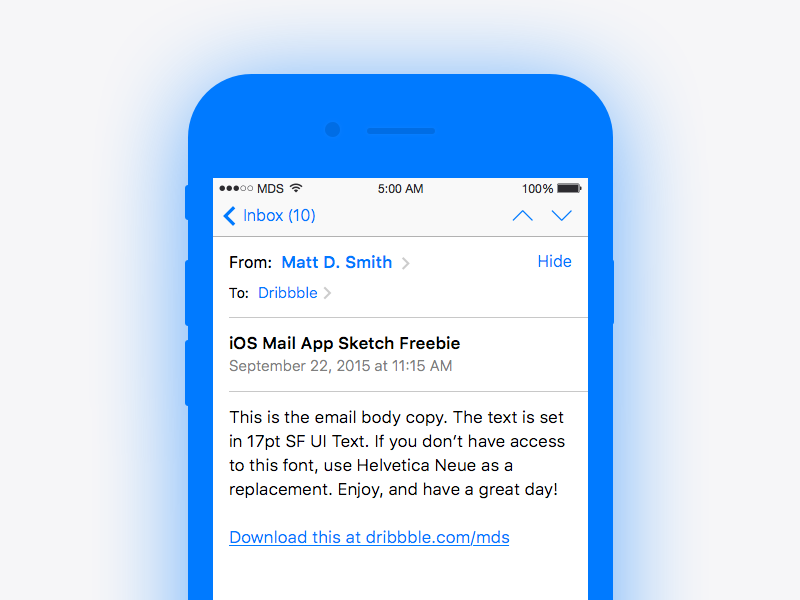 Application mail iOS