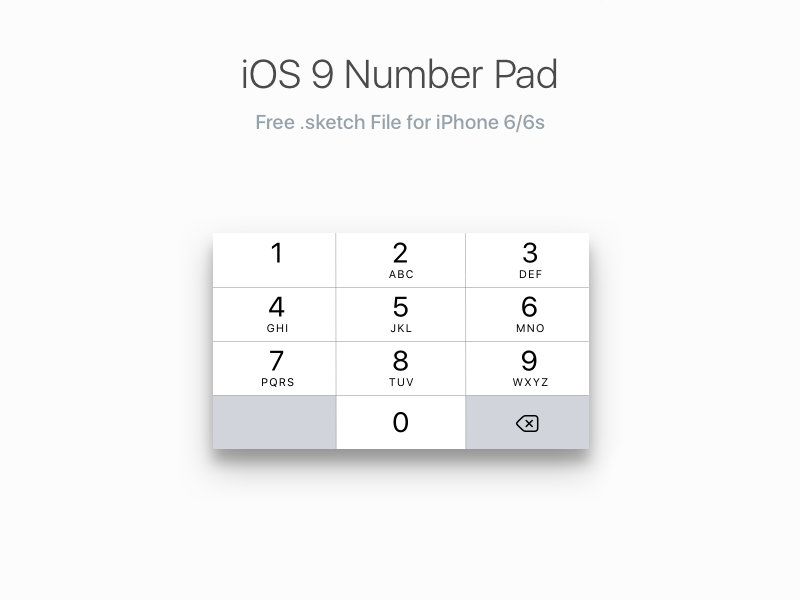 iOS 9 iPhone 6/6s用ナンバーパッド