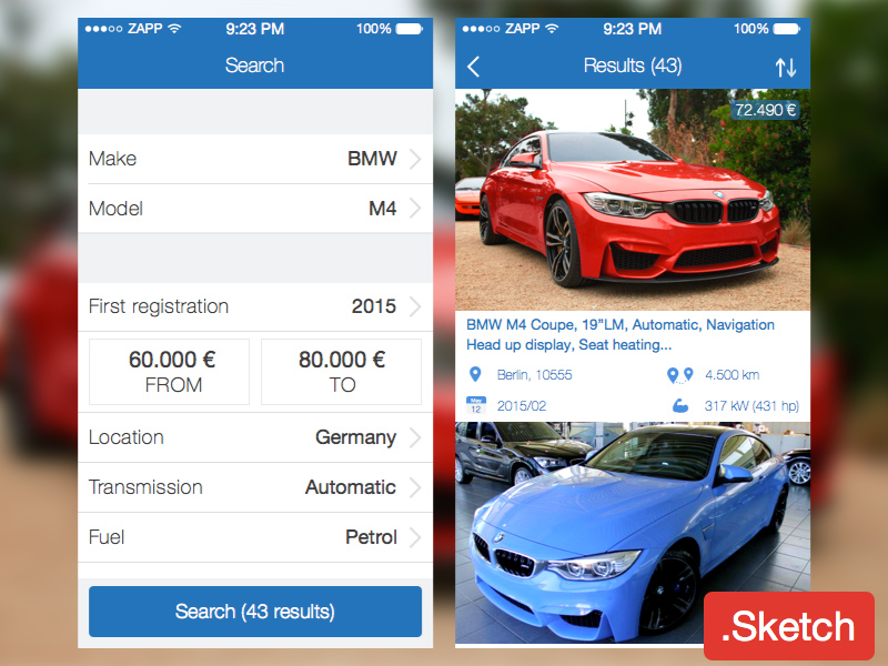 Автомобиль дилер iOS App