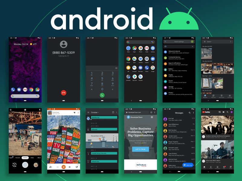Android 10 пользовательский интерфейс Комплект Sketch ресурсов