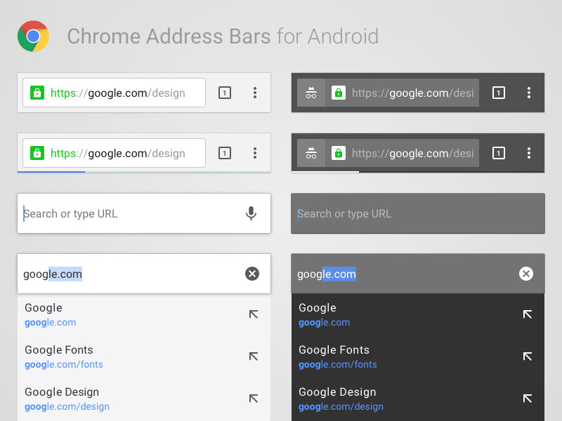 Recurso de boceto de barras de direcciones de Android Chrome