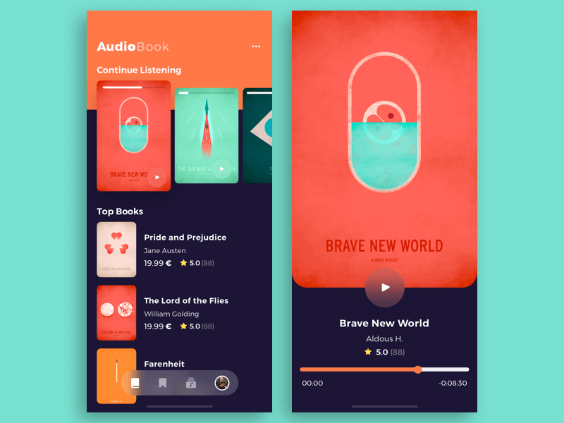 Audio Book App Concept Sketch Resource