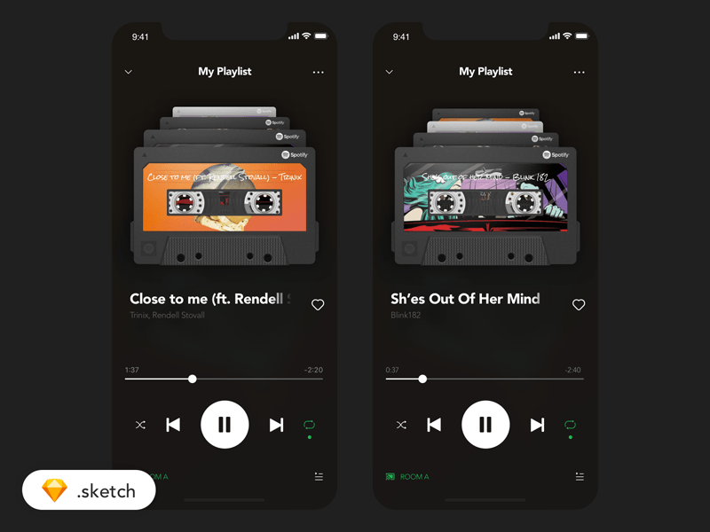 Concepto de reproductor de casete de audio para Spotify