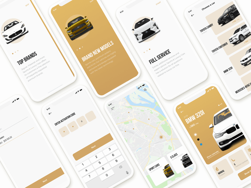 Interface utilisateur de l’application iOS location de voiture