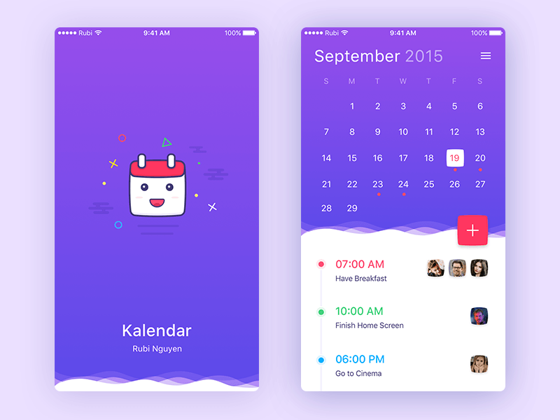 Concepto de aplicación Kalendar