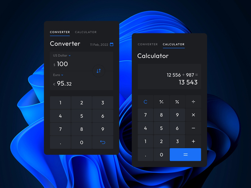 Валютный конвертер и калькулятор пользовательский интерфейс