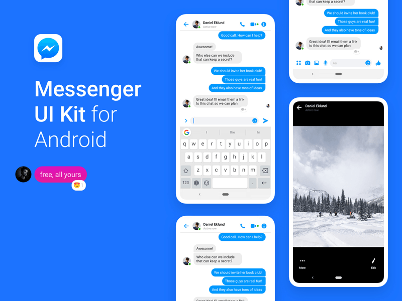 Комплект пользовательского интерфейса Facebook Messenger 2019