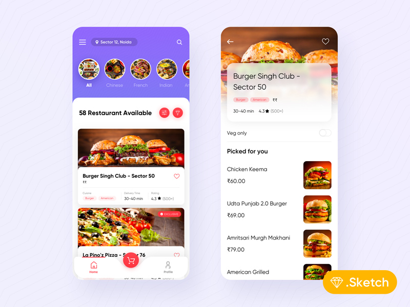 Food Delivery App Konzept